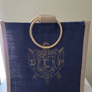 Navy and Tan Canvas Tote Bag